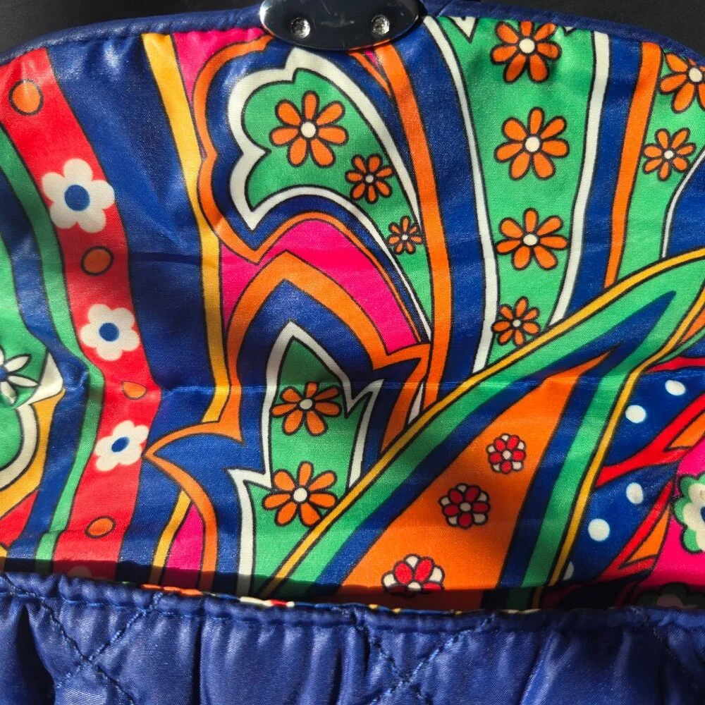 Vera Bradley Puffy Wristlet Lapis Blue Quilted Microfiber For Party Vacation